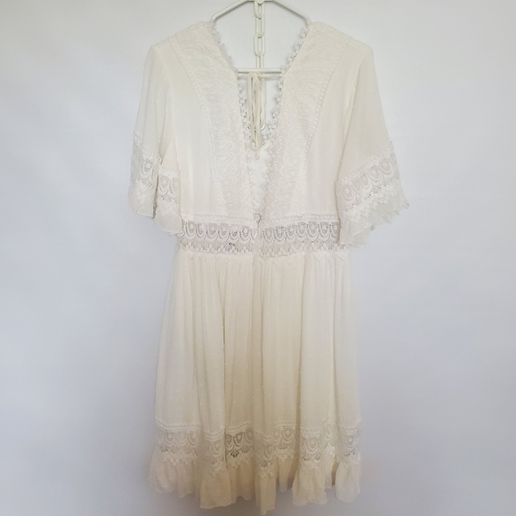 SOUTHERN FRIED CHICS DRESS WESTERN RODEO BOHO COASTAL COWGIRL CREAM WOMENS ( L ) - Picture 2 of 16